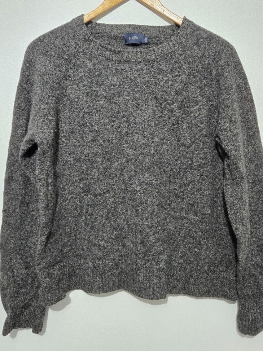 J Crew Mens 100% Lambswool Crewneck Sweater Sz L Gray Classic Preppy Long Sleeve